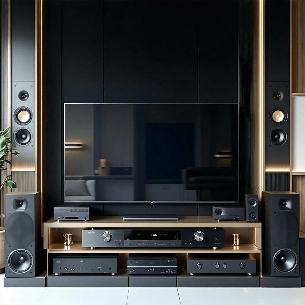 The description refers to a sophisticated audio and visual system that seamlessly combines advanced technology with contemporary aesthetics. This high-end setup features sleek lines, premium materials, and state-of-the-art components, all designed to deliver an exceptional multimedia experience while enhancing the overall decor of any space. The description refers to a sophisticated audio and visual system that seamlessly combines advanced technology with contemporary aesthetics. This high-end setup features sleek lines, premium materials, and state-of-the-art components, all designed to deliver an exceptional multimedia experience while enhancing the overall decor of any space.