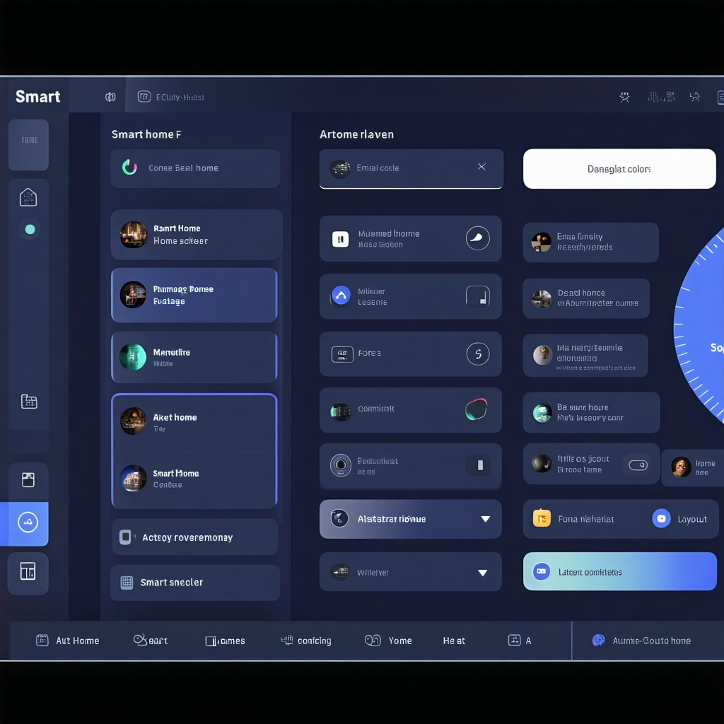 The smart home controller interface features a sleek, contemporary design that emphasizes user-friendliness and aesthetic appeal. It offers a range of customizable settings, allowing users to tailor the interface to their preferences, adjusting everything from color schemes to layout options, ensuring an intuitive and personalized experience for managing their smart home devices.