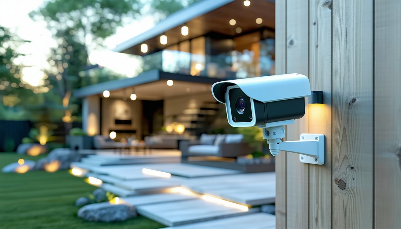 A high-definition security camera monitoring a wel