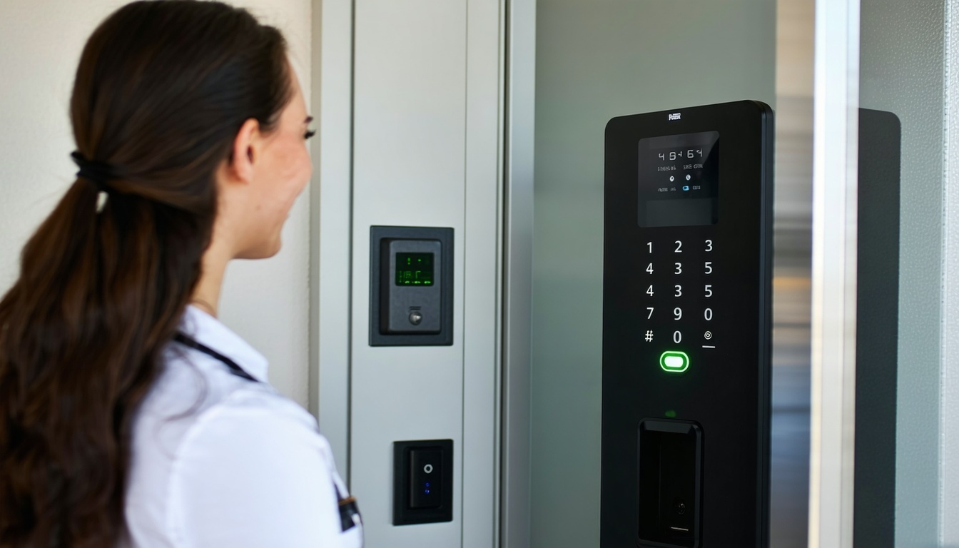 Therapist greeting a patient at a securely accesse